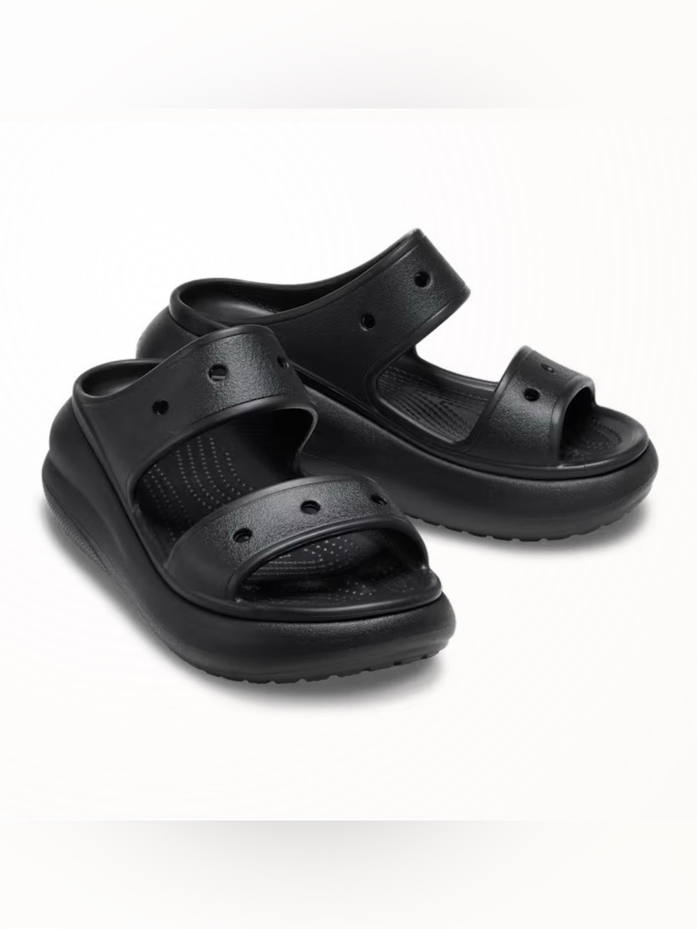 CROCS Women's Black Double-Strap Platform Slide Sandals - Picture 2 of 7